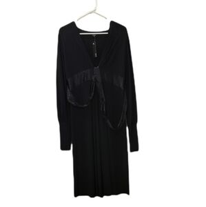 |Olian| NWT Black Velvet Wrap Tie Long Sleeve Maxi Maternity Dress Size M